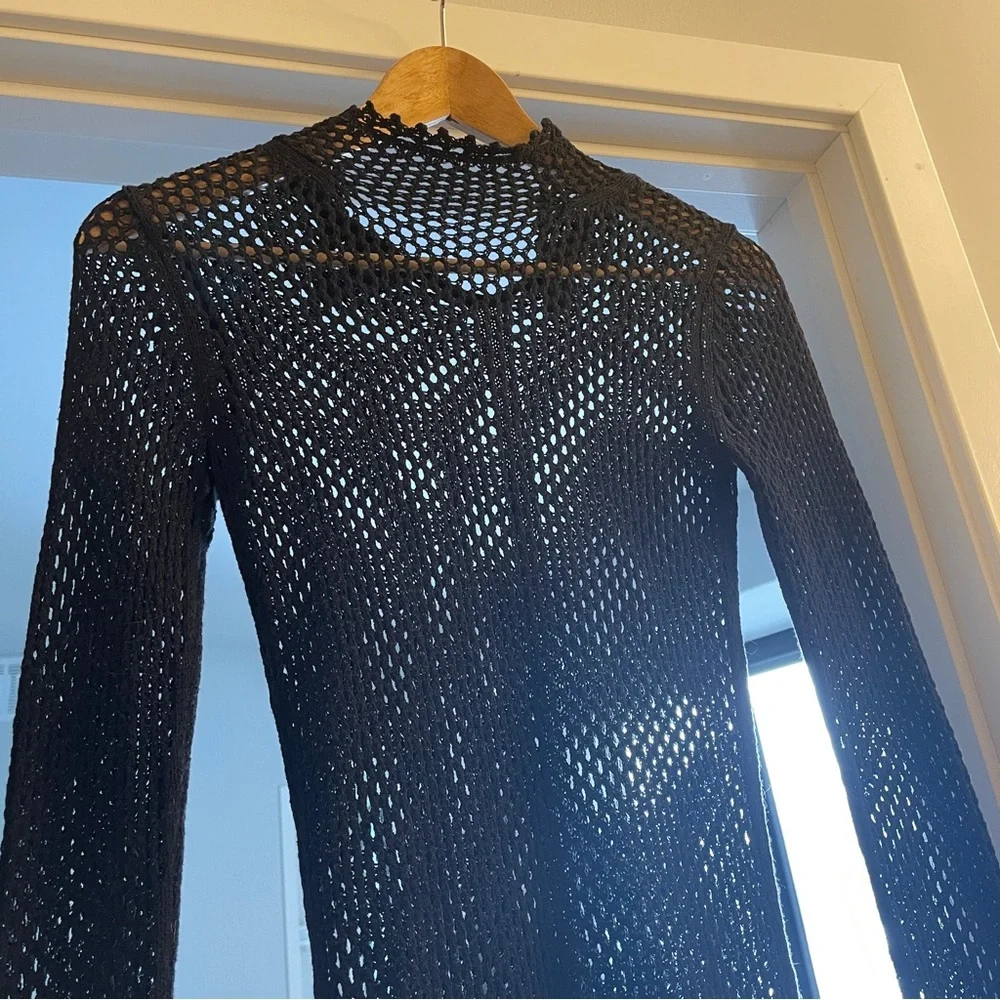 All Saints NEW Top. Mesh knit Black, Sz 0